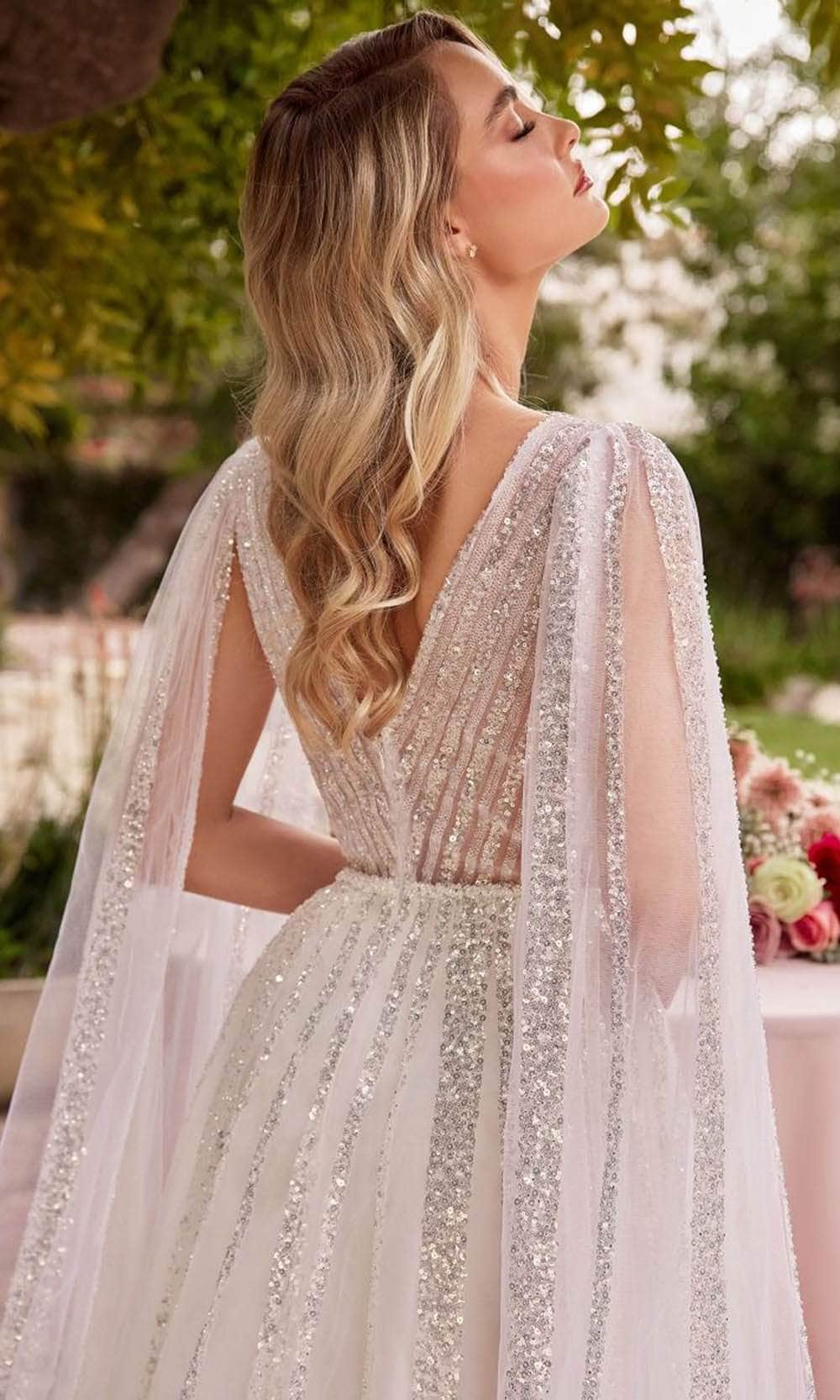 Cinderella Divine CD852W - A-line Bridal Gown with Sequin Embellishments - detail view