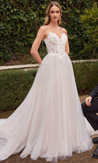 Cinderella Divine CD854W - Sleeveless Bridal Dress with Lace Applique - Silhouette Dresses