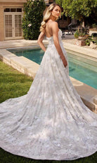 Cinderella Divine CD860W - Strapless Bridal Gown with Floral Appliques