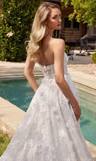 Cinderella Divine CD860W - Strapless Bridal Gown with Floral Appliques - view 4