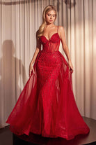 Cinderella Divine CD863 - Sheath Gown with Beaded Corset Bodice - view 11