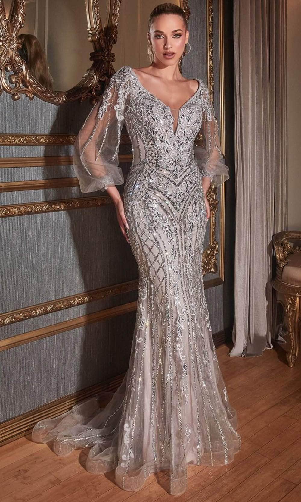 Cinderella Divine CD864 - Sheath Gown with Crystal Embellishments - view 6