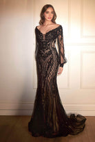 Cinderella Divine CD864 - Sheath Gown with Crystal Embellishments - back view