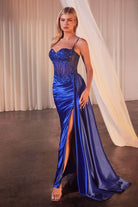 Cinderella Divine CD868 - Long Sleeveless Sheath Gown - back view