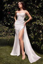 Cinderella Divine CD868W - Embroidered Corset Bodice Bridal Dress - Silhouette Dresses