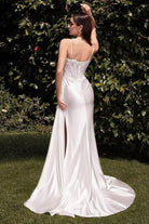Cinderella Divine CD868W - Embroidered Corset Bodice Bridal Dress - back view
