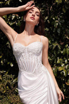 Cinderella Divine CD868W - Embroidered Corset Bodice Bridal Dress - detail view