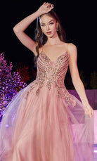 Cinderella Divine CD874 - Long Tulle Prom Dress with Applique Details - view 5