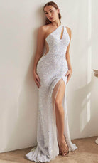 Cinderella Divine CD884 - Asymmetrical Sequin Prom Dress - view 10