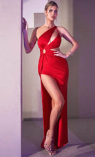 Cinderella Divine CD887 - Evening Gown with Asymmetric Cutout Neckline - detail view