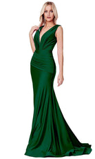 Cinderella Divine - CD912 Sleeveless V Neck Mermaid Long Evening Gown - view 5