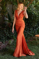 Cinderella Divine - CD912 Sleeveless V Neck Mermaid Long Evening Gown - view 7