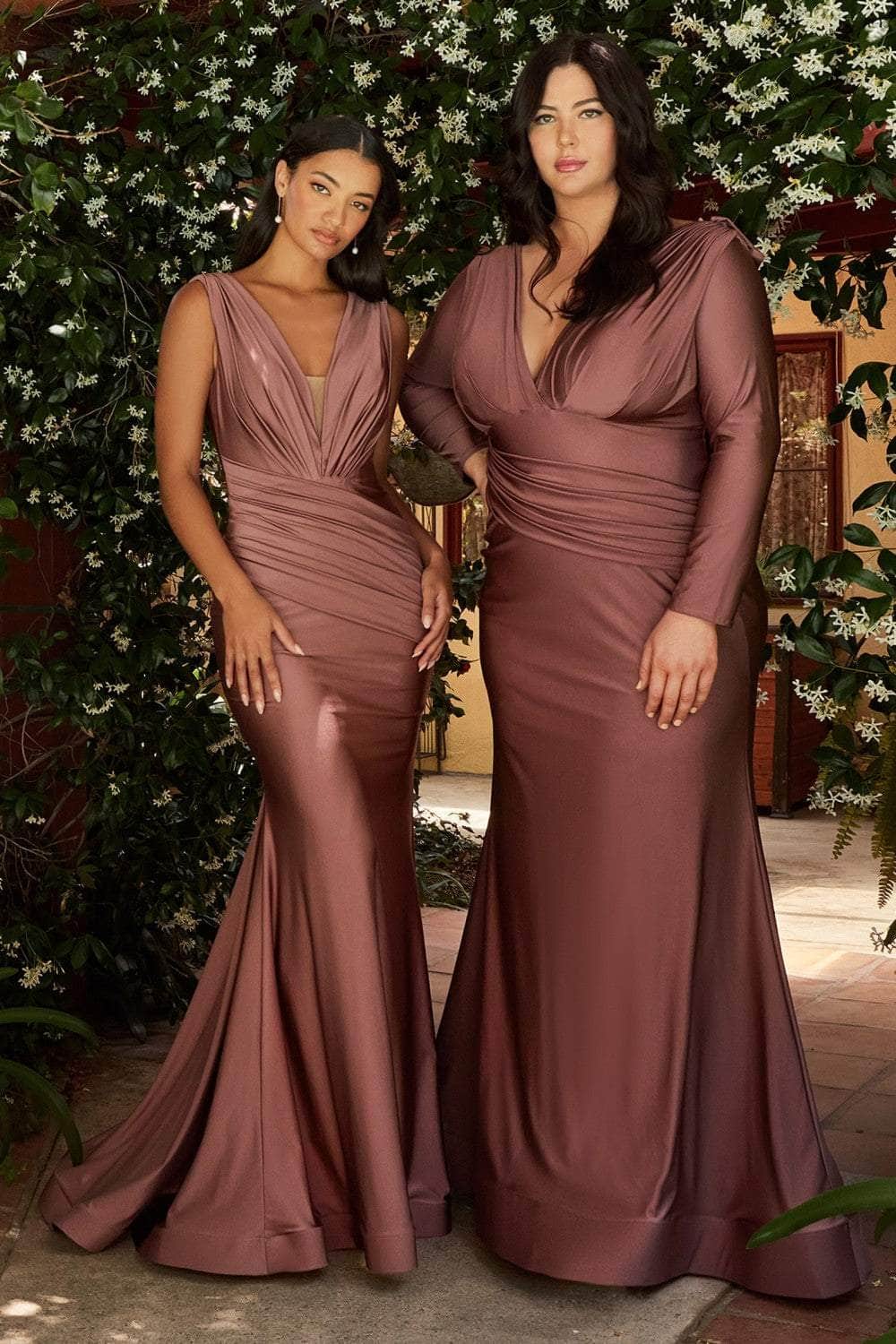 Cinderella Divine - CD912 Sleeveless V Neck Mermaid Long Evening Gown - view 9