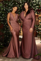 Cinderella Divine - CD912 Sleeveless V Neck Mermaid Long Evening Gown - view 9
