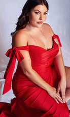 Cinderella Divine - CD943C Bow Accented Draped High Slit Gown - view 11