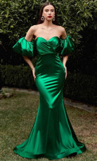 Cinderella Divine CD983C - Puff Sleeve Long Gown - back view