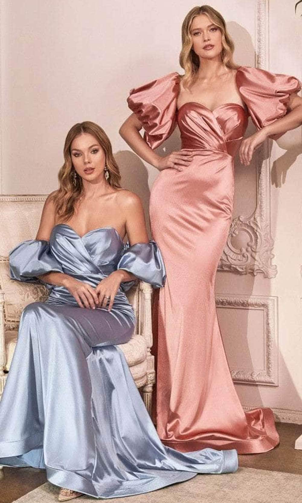 Cinderella Divine CD983C - Puff Sleeve Long Gown - view 9