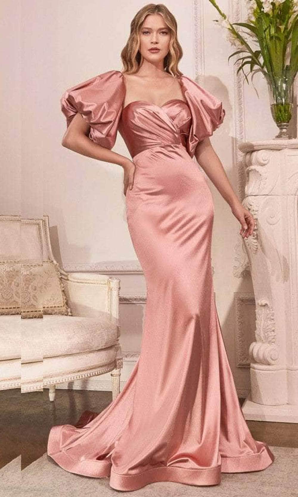 Cinderella Divine CD983C - Puff Sleeve Long Gown - view 6