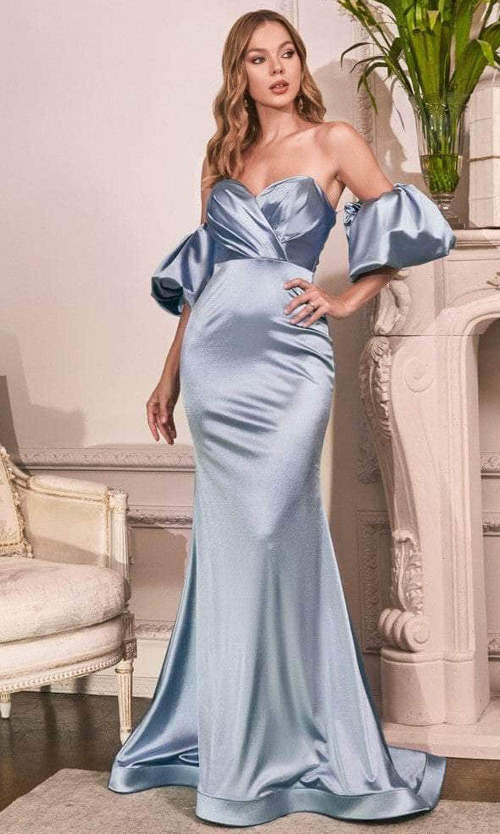 Cinderella Divine CD983C - Puff Sleeve Long Gown - view 8