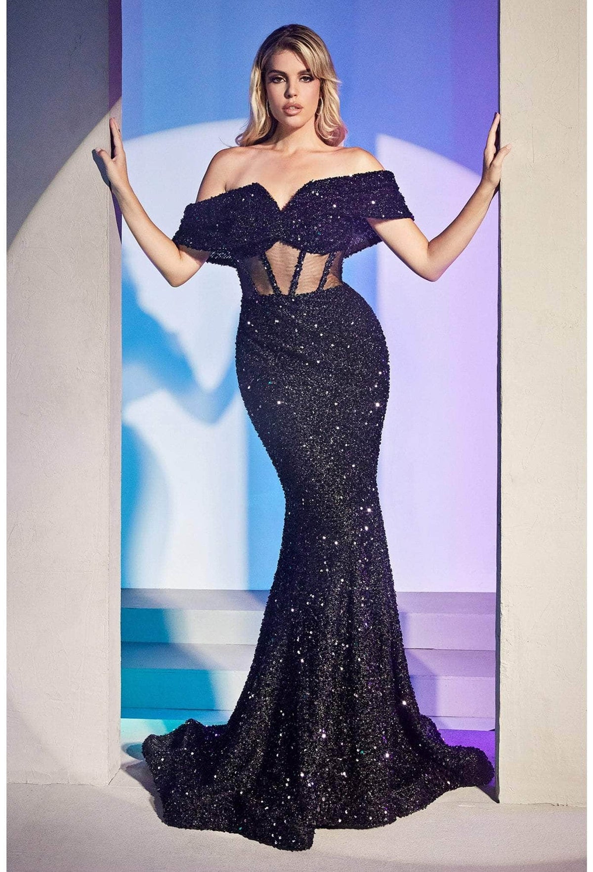 Cinderella Divine CD985 - Off Shoulder Mermaid Gown - view 4