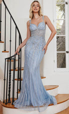 Cinderella Divine CD990 - Sweetheart Glitter Print Prom Dress