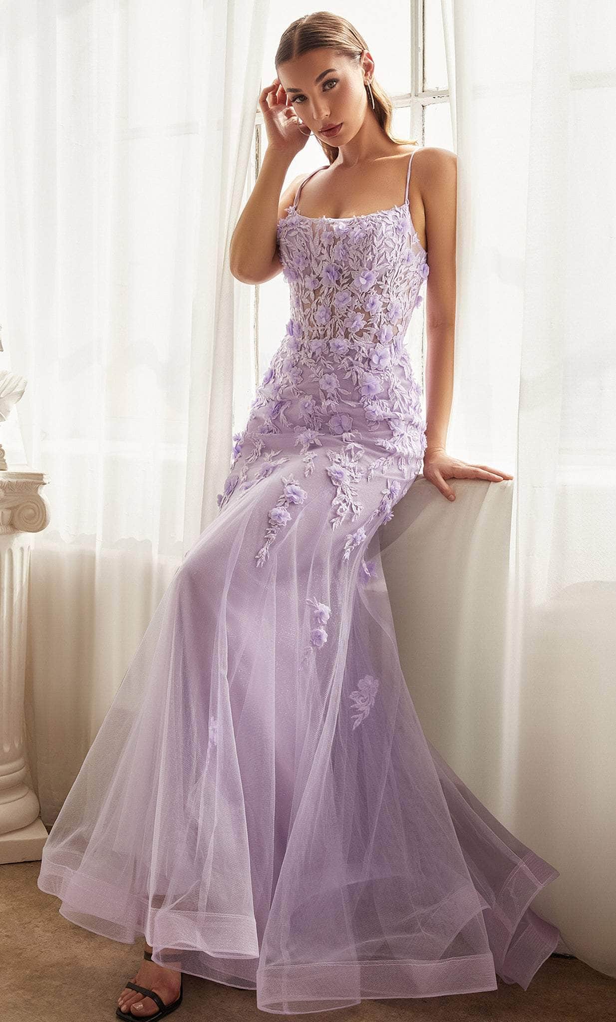 Cinderella Divine CD995 - Appliqued Scoop Neck Trumpet Gown - back view