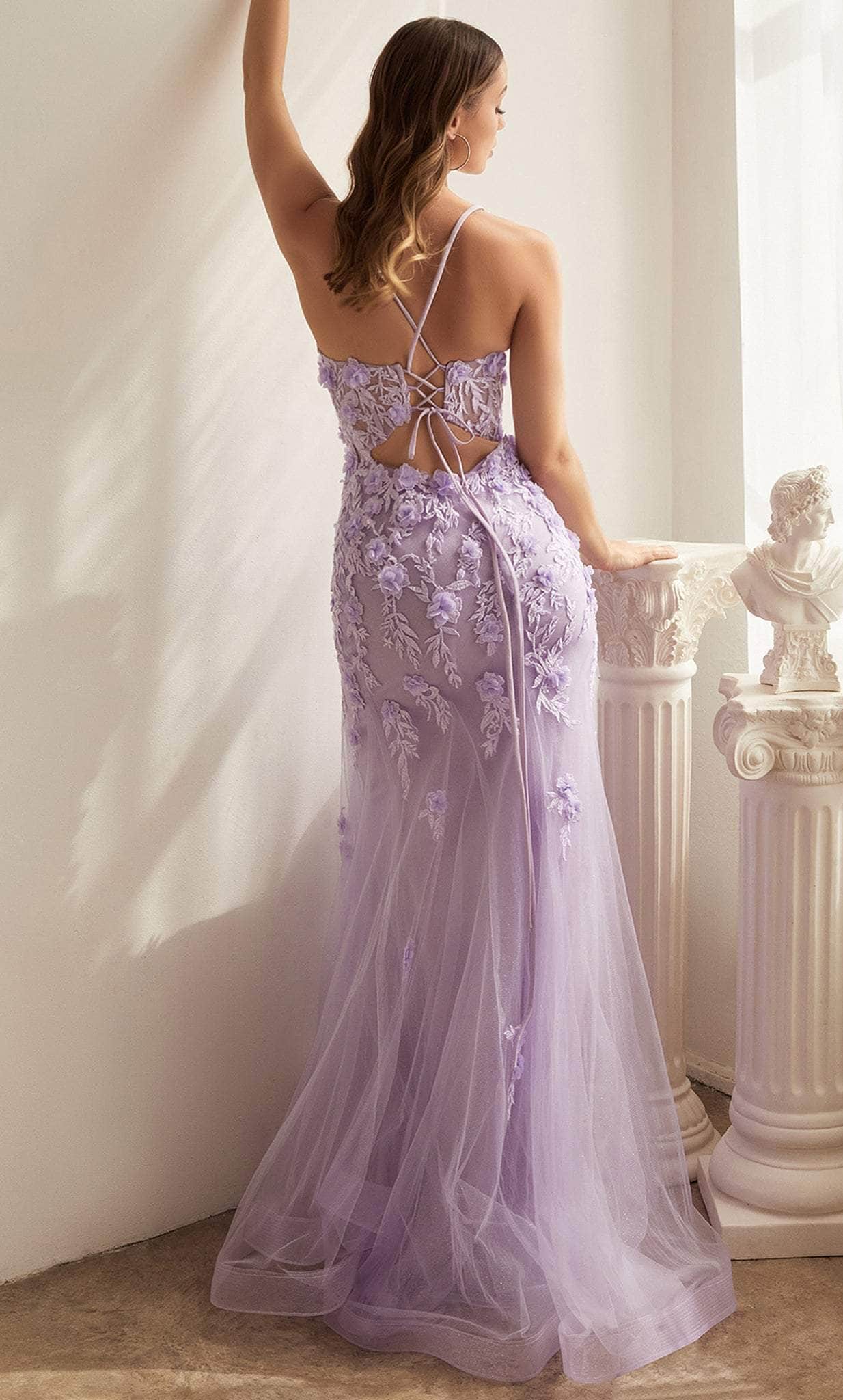 Cinderella Divine CD995 - Appliqued Scoop Neck Trumpet Gown - detail view