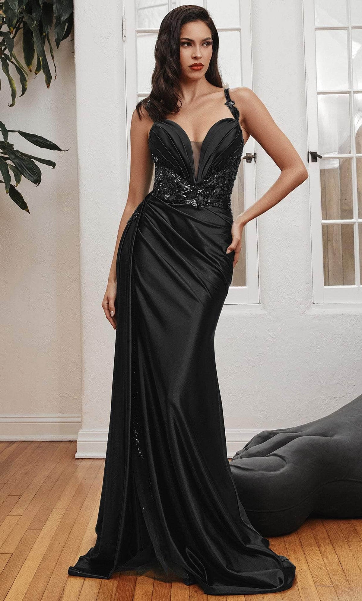 Cinderella Divine CDS417 - Pleated Plunging Sweetheart Prom Dress - designer prom dress at Silhouette Dresses