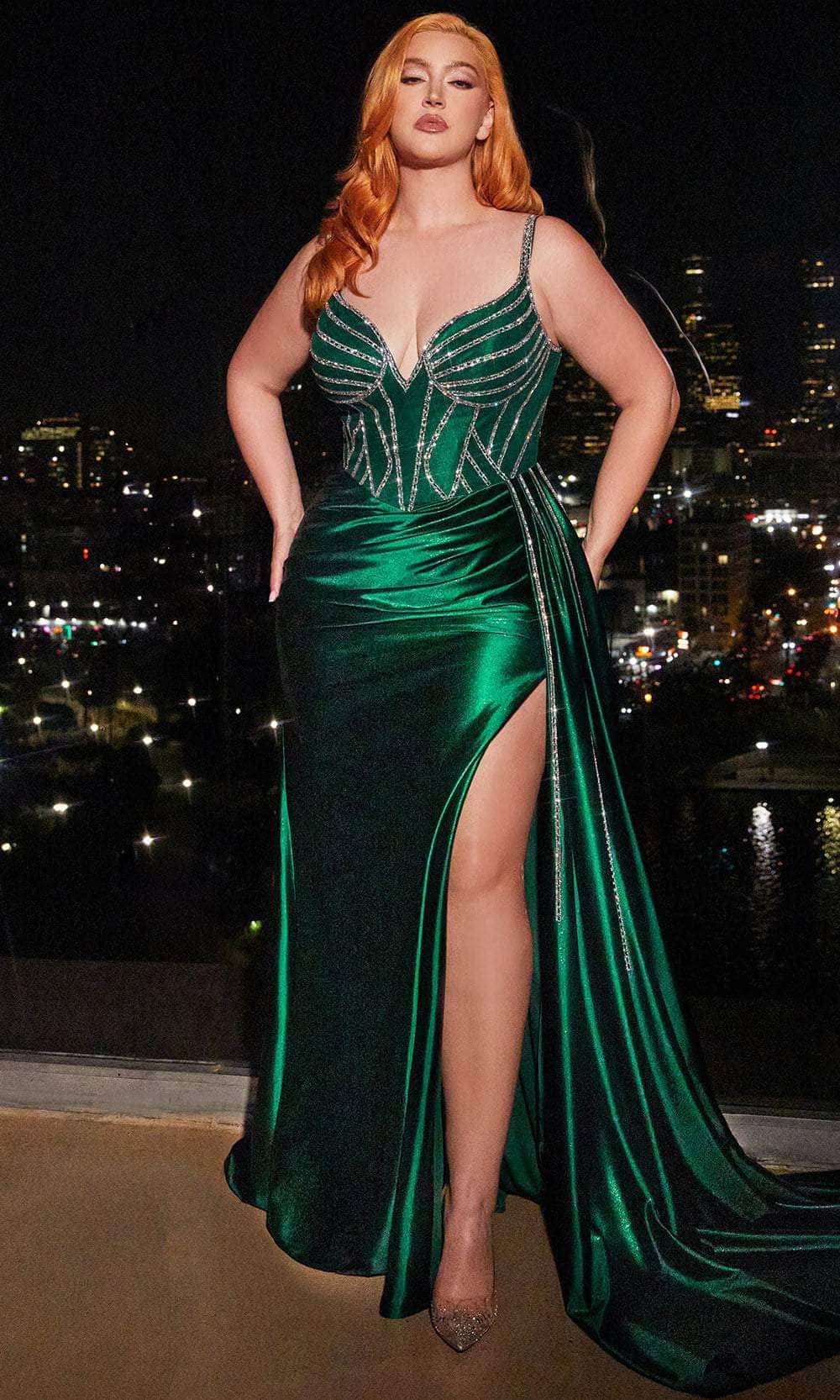 Cinderella Divine CDS440C - Bead-Embellished Sleeveless Prom Dress - view 4
