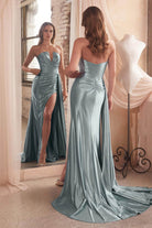 Cinderella Divine CDS441 - Sheath Gown with Asymmetric Pleating - view 9