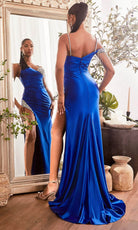 Cinderella Divine CDS449 - One Shoulder Strap Embellished Prom Dress - back view