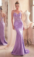 Cinderella Divine CDS450 - Lace Appliqued Prom Dress with Beaded Accents