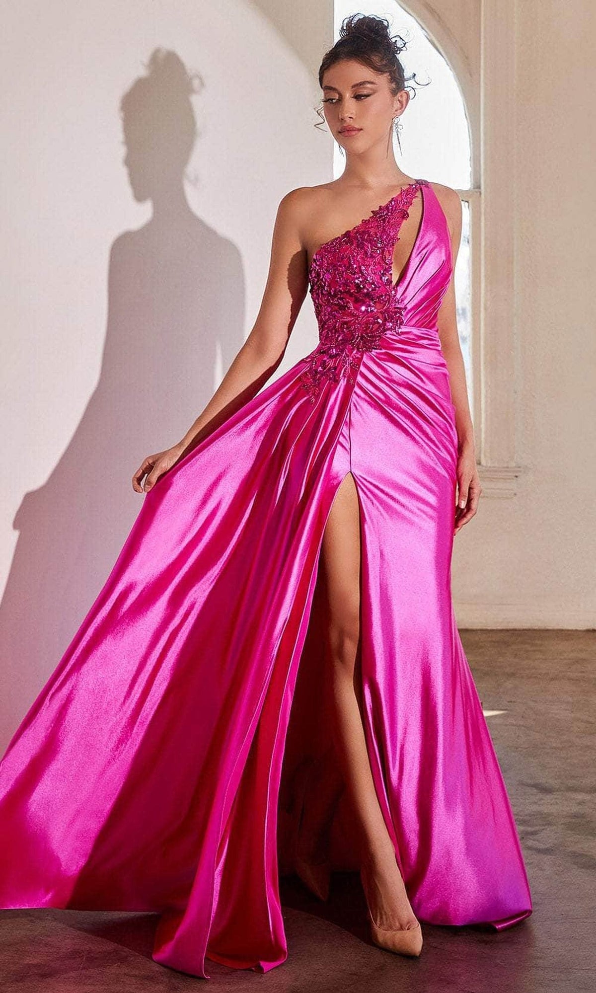 Cinderella Divine CDS454 - Asymmetrical Sequin Gown