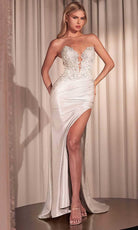 Cinderella Divine CDS465W - Embroidered Strapless Bridal Gown - Silhouette Dresses
