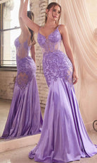 Cinderella Divine CDS470 - Evening Dress with Beaded Illusion Appliques - view 4