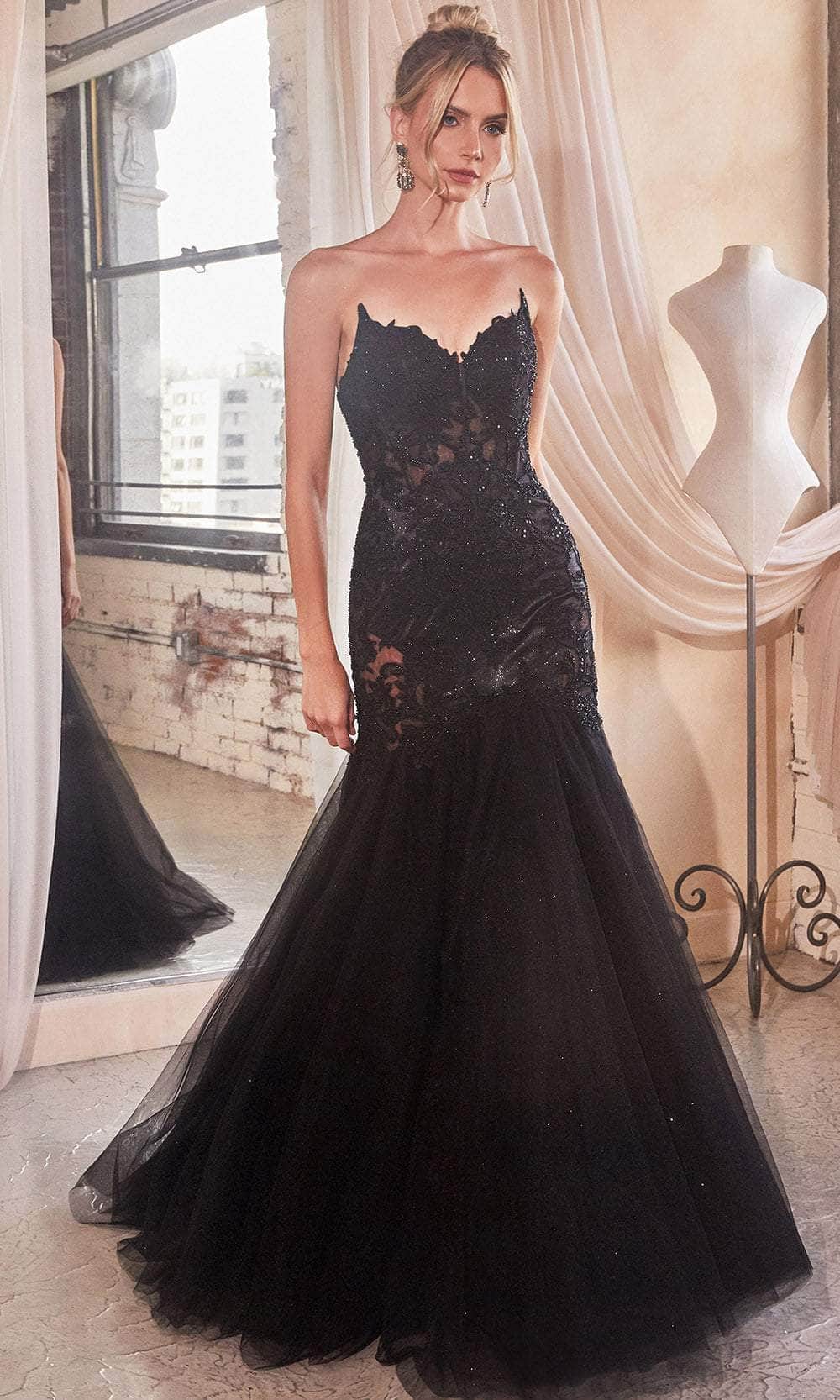 Cinderella Divine CDS482 - Strapless Embroidered Mermaid Pageant Dress - Silhouette Dresses
