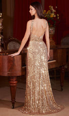 Cinderella Divine CDS497 - Halter Neck with Sequin Embellishments Pageant Dress - detail view