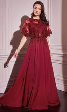 Cinderella Divine CDS503 - Cape Applique Evening Gown - detail view