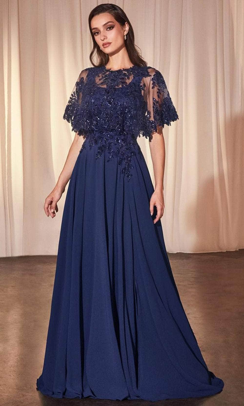 Cinderella Divine CDS503 - Cape Applique Evening Gown - view 7