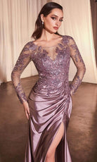 Cinderella Divine CDS505 - Illusion Bateau Sheath Evening Gown