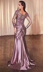 Cinderella Divine CDS505 - Illusion Bateau Sheath Evening Gown - back view