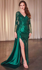 Cinderella Divine CDS506 - Mermaid Long Sleeve Evening Gown - Silhouette Dresses