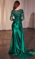Cinderella Divine CDS506 - Mermaid Long Sleeve Evening Gown - back view
