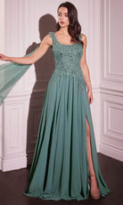 Cinderella Divine CDS509 - A-Line Chiffon Evening Gown - Silhouette Dresses