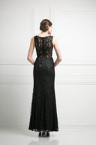 Cinderella Divine - CF067L Floral Lace Mock Two-Piece Sheath Long Formal Dress