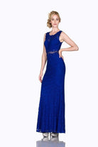 Cinderella Divine - CF067L Floral Lace Mock Two-Piece Sheath Long Formal Dress
