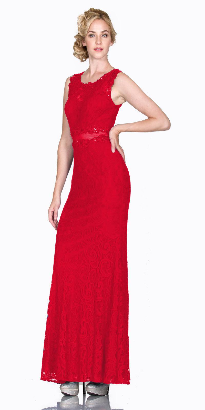 Cinderella Divine - CF067L Floral Lace Mock Two-Piece Sheath Long Formal Dress - view 11
