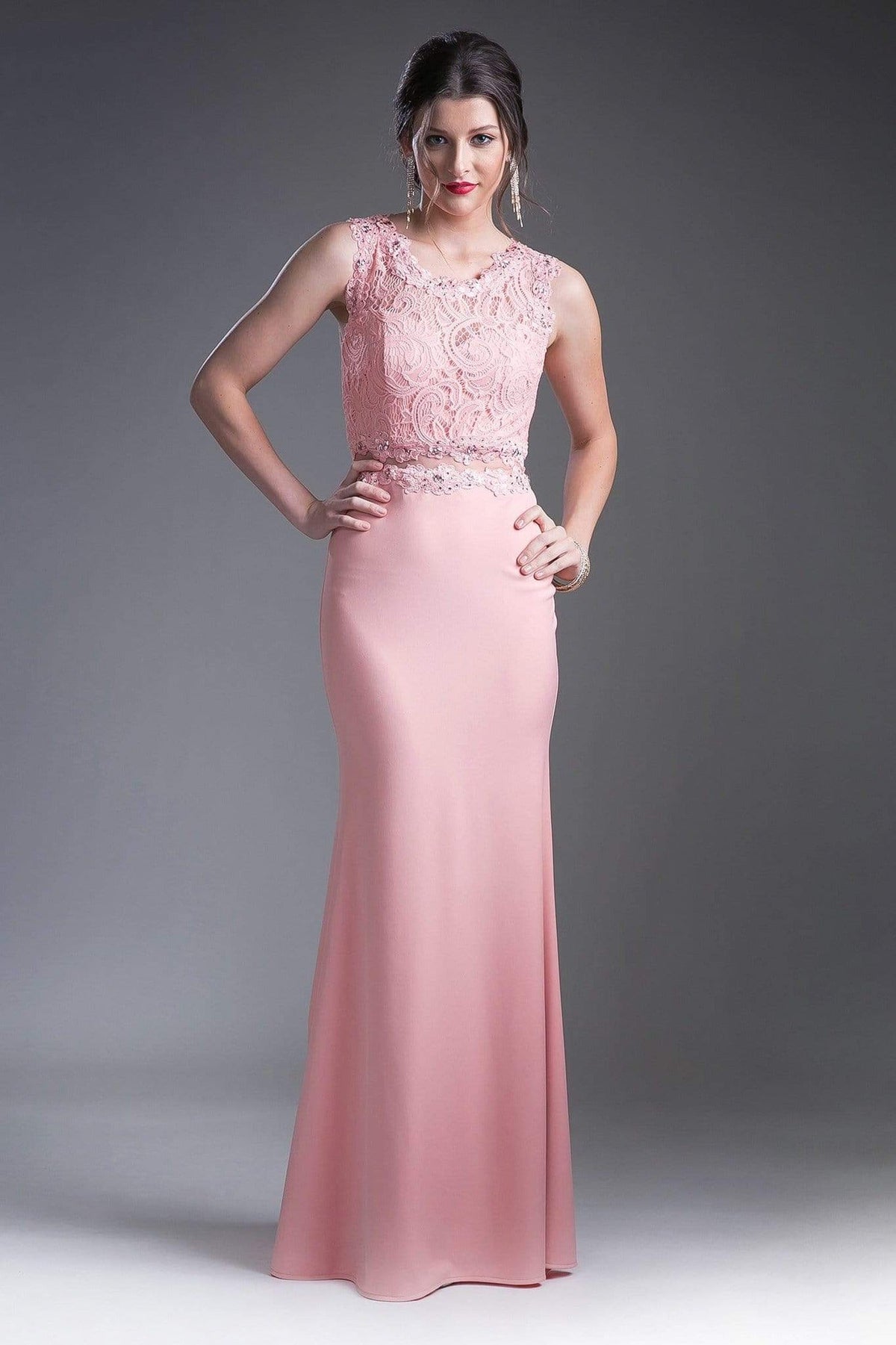 Cinderella Divine - CF115 Sleeveless Lace Stretch Knit Sheath Dress