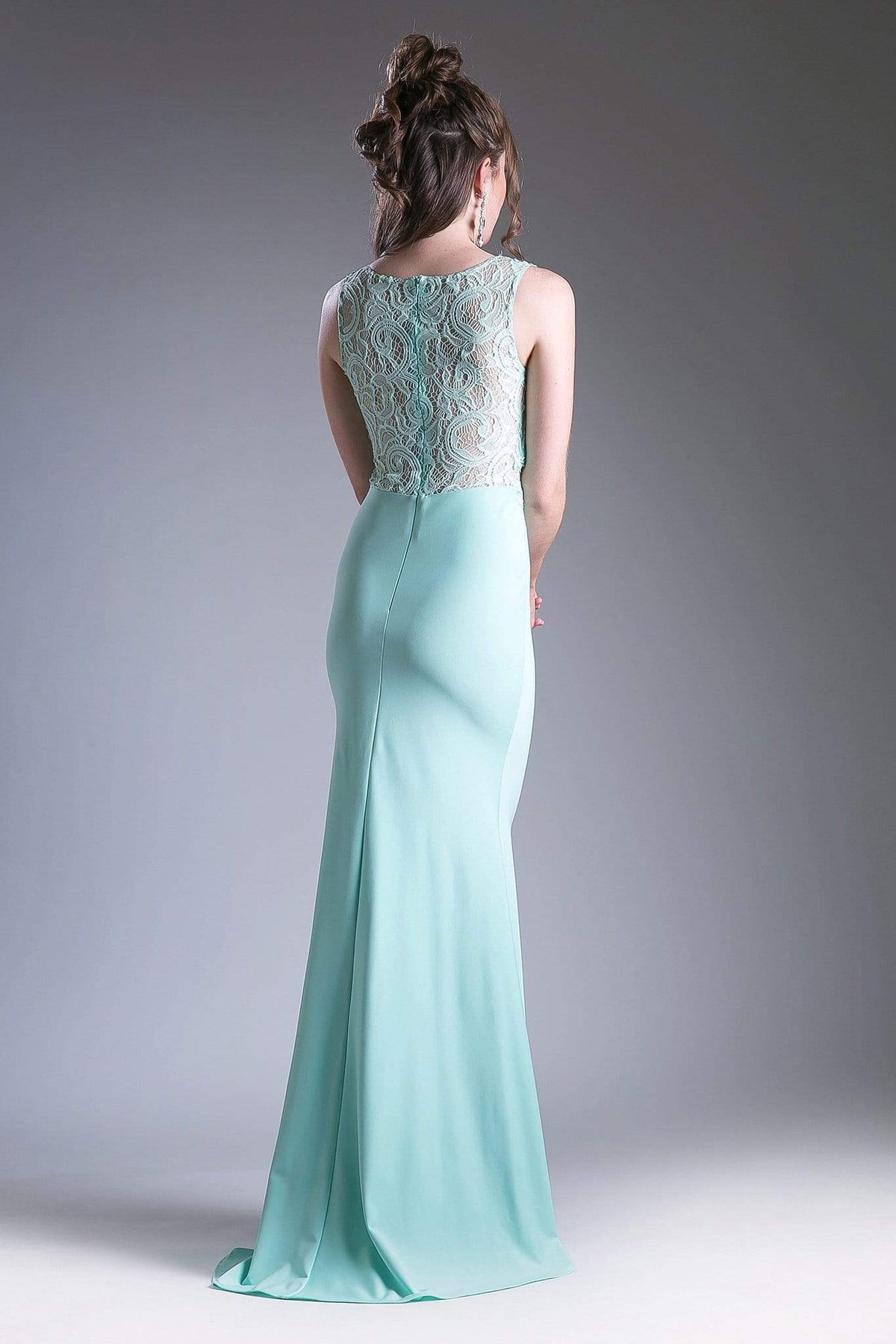 Cinderella Divine - CF115 Sleeveless Lace Stretch Knit Sheath Dress - view 7