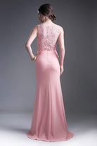 Cinderella Divine - CF115 Sleeveless Lace Stretch Knit Sheath Dress - view 5